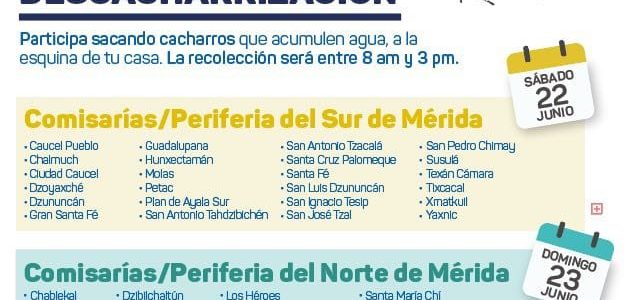 Sábado 15 de junio inicia la campaña de descacharrización