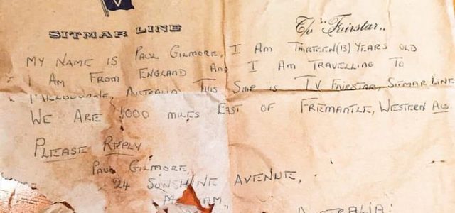 Niño australiano encuentra dentro de una botella una carta escrita hace 50 años