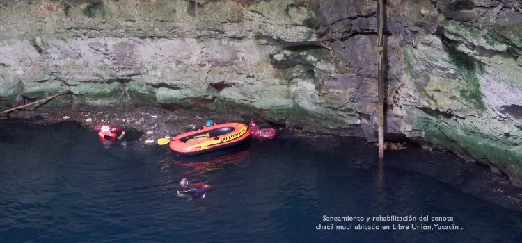 Sanea el cenote Chacá Muul de Libre Unión, Yucatán