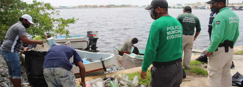 A causa del daño ambiental que causaron ponen a recolectar basura a pescadores de Progreso