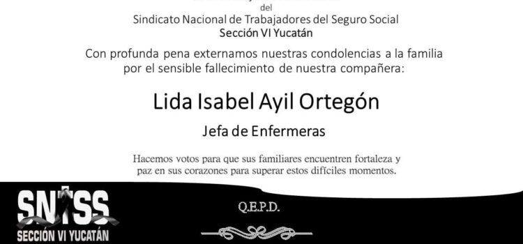 Jefa de enfermeras del IMSS Yucatán muere a causa de Coronavirus