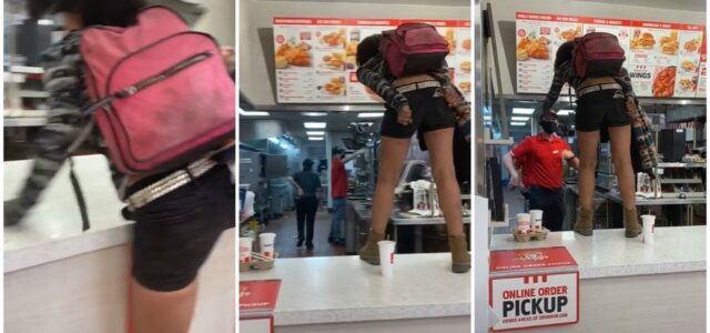 Por no usar cubrebocas, mujer arma berrinche tras negarle atención en KFC