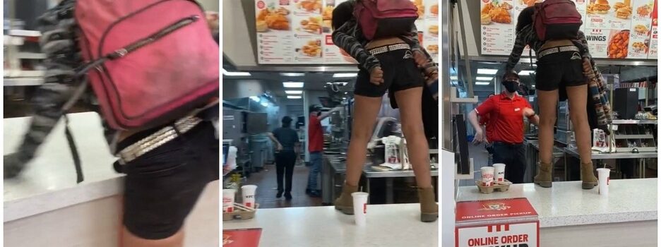 Por no usar cubrebocas, mujer arma berrinche tras negarle atención en KFC