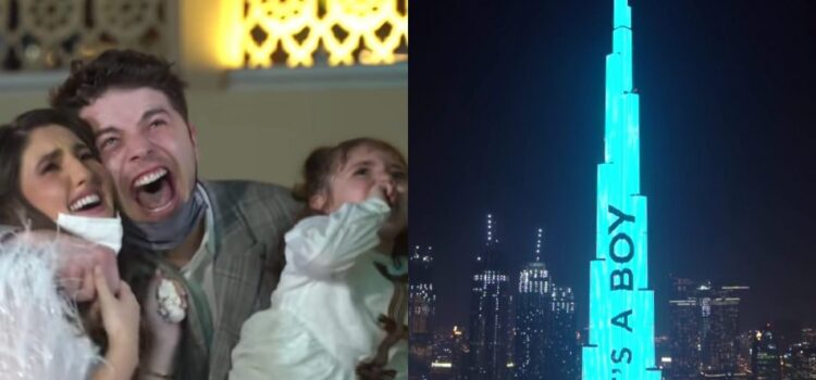 Revelan género de su bebé en el edificio más alto del mundo