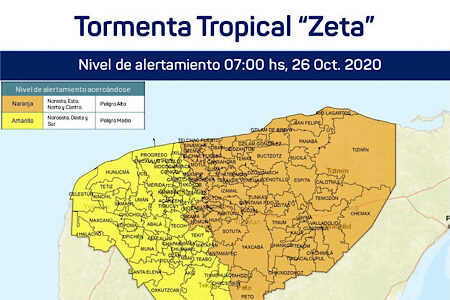 Emiten Alerta Naranja, para más de la mitad de Yucatán por TT “Zeta”
