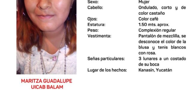 Activan Alerta Amber por Maritza Guadalupe