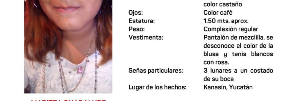 Activan Alerta Amber por Maritza Guadalupe